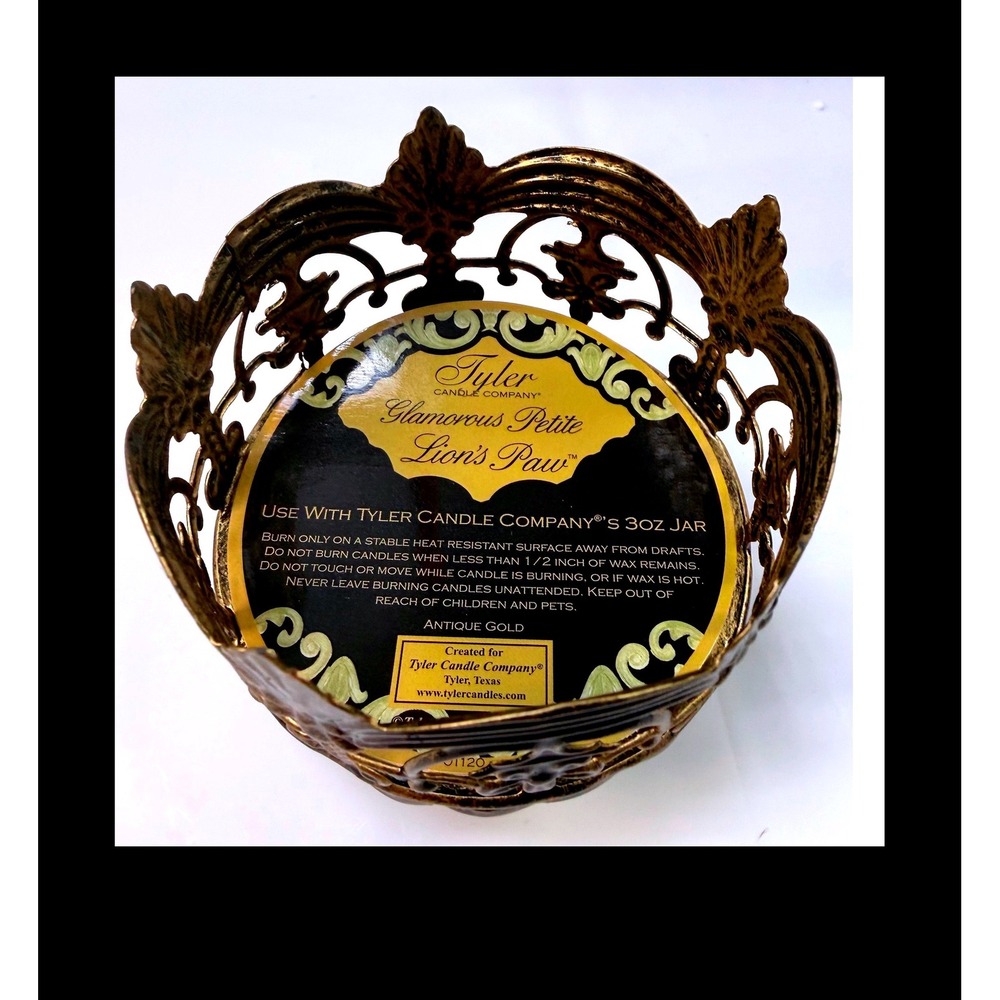 Tyler Candle Company Glamorous Petite Lion's Paw 3oz Jar Holder Antique Gold